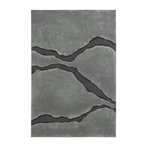 Triptyque abstrait veines en relief gris béton Ixia 240 × 120 cm — vue 3