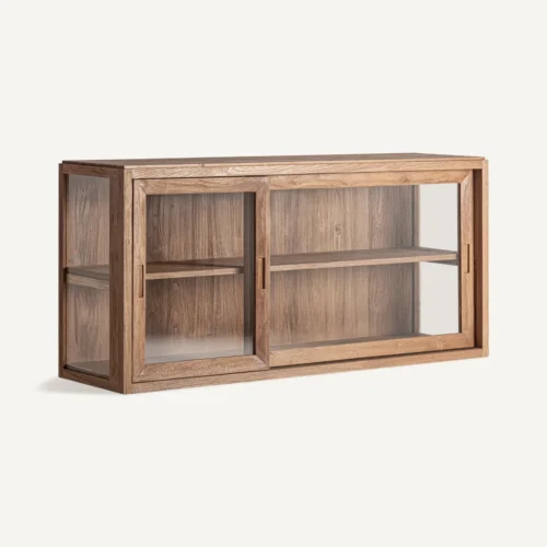Vitrine modulable Shayla teck et verre Vical Home — vue 2