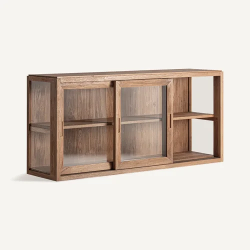 Vitrine modulable Shayla teck et verre Vical Home — vue 3