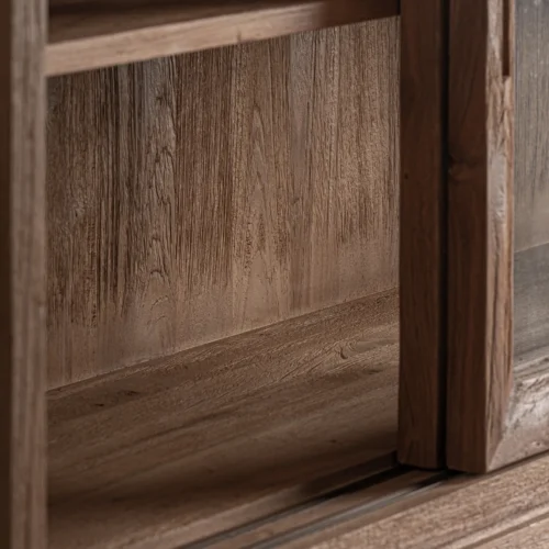Vitrine modulable Shayla teck et verre Vical Home — vue 7