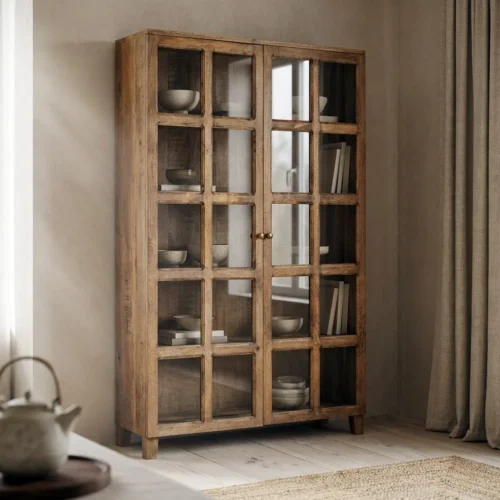 Mobilier Ixia Vitrine naturelle bois de manguier Ixia 115 cm