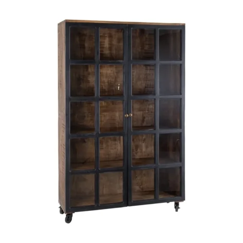 Vitrine noir et naturel bois de manguier Ixia 115 cm — vue 2