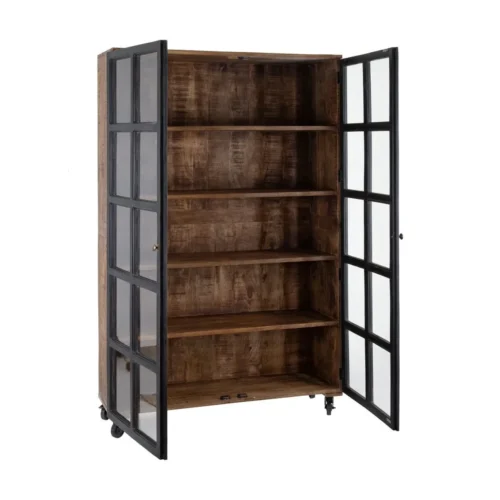 Vitrine noir et naturel bois de manguier Ixia 115 cm — vue 3
