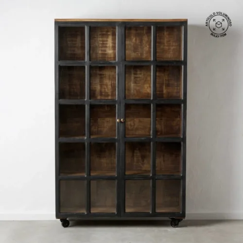 Vitrine noir et naturel bois de manguier Ixia 115 cm — vue 9