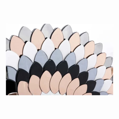 Miroir mural rond pétales de verre rose noir et bleu Ethan Chloé 100 cm