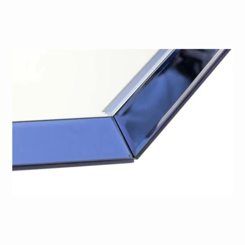 Miroir mural octogonal cerné de verre bleu Demeter Ethan Chloé 120 x 80 cm