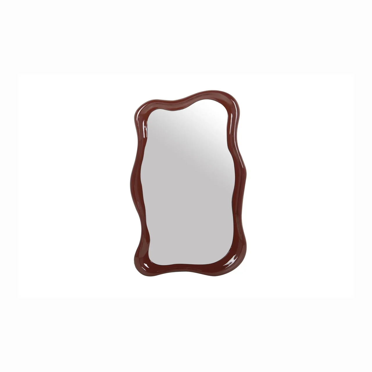Miroir mural laqué bordeaux contour chantourné Ethan Chloé 60 x 100 cm