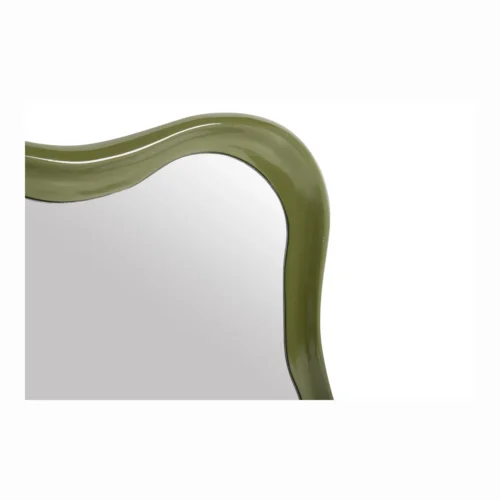 Miroir mural laqué vert olive contour chantourné Ethan Chloé 60 x 100 cm