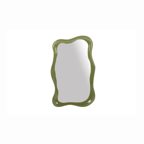 Miroirs Ethan Chloé Miroir mural laqué vert olive contour chantourné Ethan Chloé 60 x 100 cm