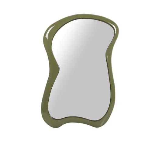 Décoration Ethan Chloé Miroir mural laqué vert olive silhouette ondulée Ethan Chloé 60 x 90 cm