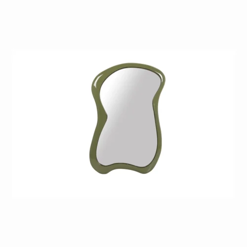 Miroirs Ethan Chloé Miroir mural laqué vert olive silhouette ondulée Ethan Chloé 60 x 90 cm