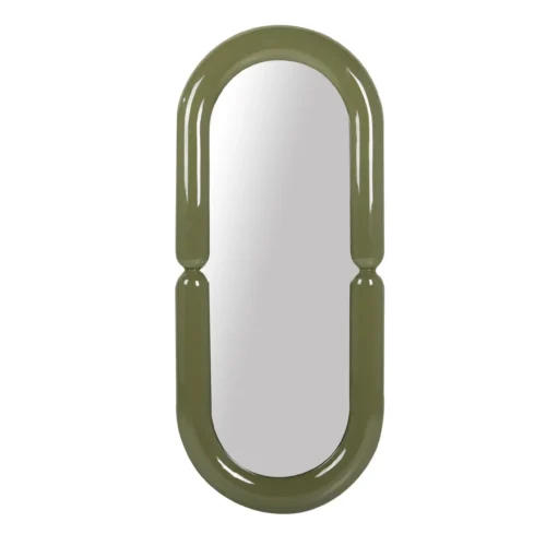 Décoration Ethan Chloé Miroir mural laqué vert olive ovale allongé Ethan Chloé 60 x 140 cm