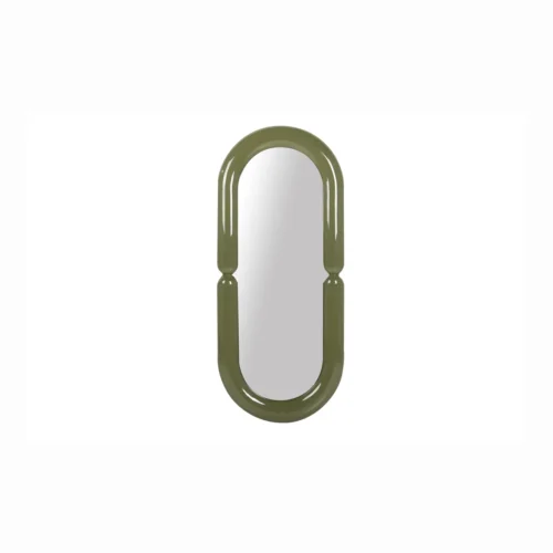 Miroirs Ethan Chloé Miroir mural laqué vert olive ovale allongé Ethan Chloé 60 x 140 cm