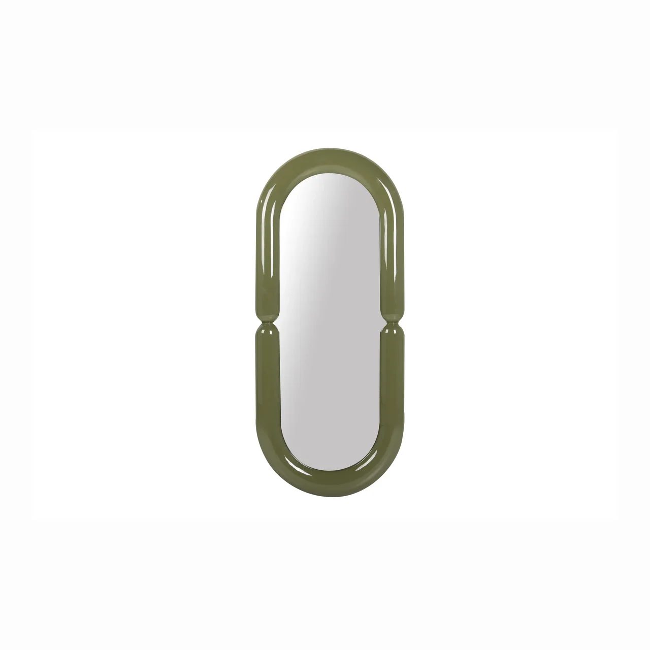Miroir mural laqué vert olive ovale allongé Ethan Chloé 60 x 140 cm