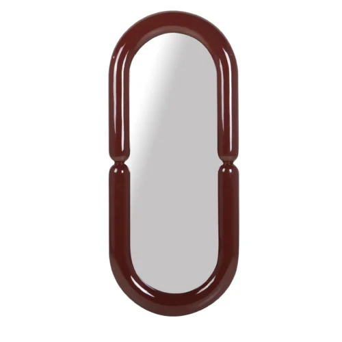 Miroirs Ethan Chloé Miroir mural laqué bordeaux ovale allongé Ethan Chloé 60 x 140 cm