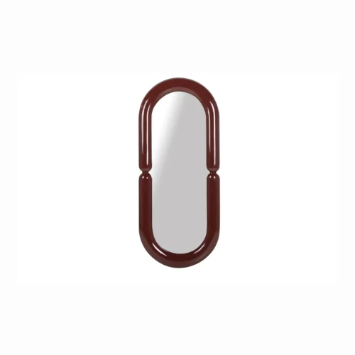 Miroirs Ethan Chloé Miroir mural laqué bordeaux ovale allongé Ethan Chloé 60 x 140 cm