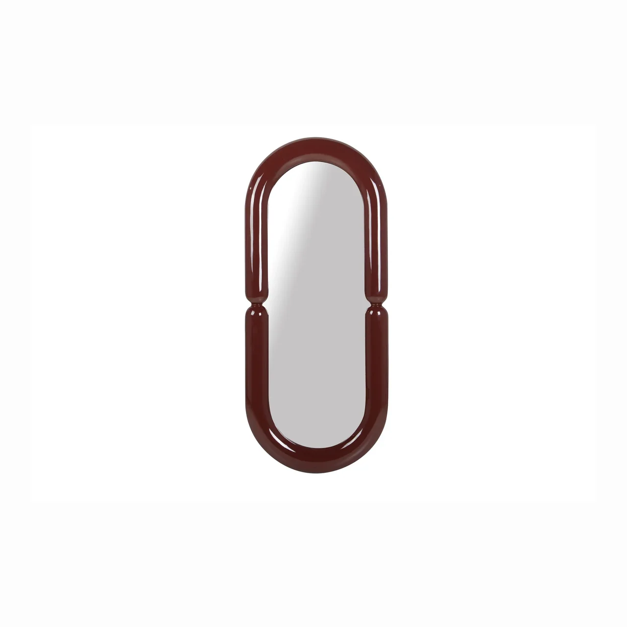 Miroir mural laqué bordeaux ovale allongé Ethan Chloé 60 x 140 cm