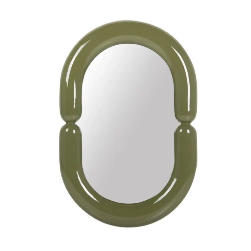 Décoration Ethan Chloé Miroir mural laqué vert olive ovale à anse Ethan Chloé 60 x 90 cm