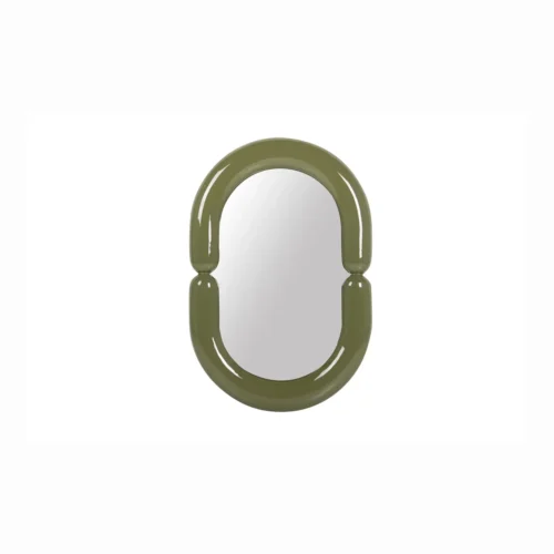 Miroirs Ethan Chloé Miroir mural laqué vert olive ovale à anse Ethan Chloé 60 x 90 cm