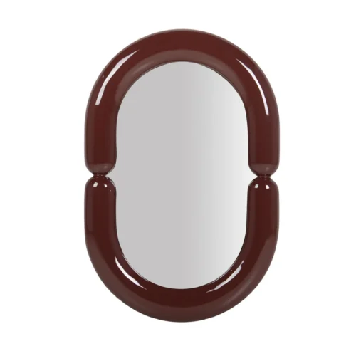 Miroirs Ethan Chloé Miroir mural laqué bordeaux ovale à anse Ethan Chloé 60 x 90 cm