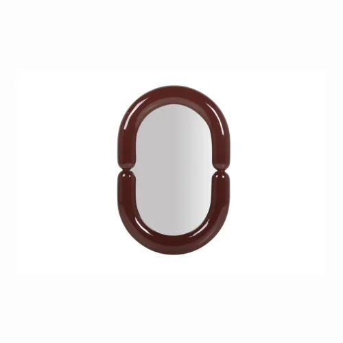 Miroirs Ethan Chloé Miroir mural laqué bordeaux ovale à anse Ethan Chloé 60 x 90 cm