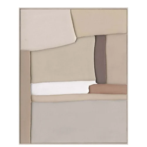 Décoration Ethan Chloé Tableau abstrait peint main beige et blanc cassé Ethan Chloé 80 x 100 cm