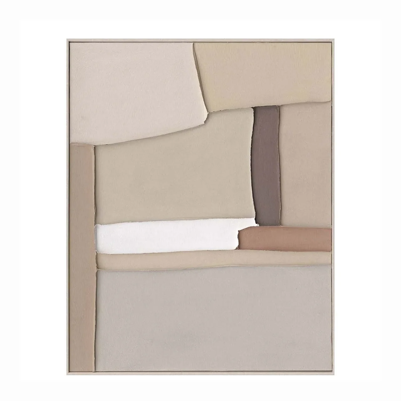 Tableau abstrait peint main beige et blanc cassé Ethan Chloé 80 x 100 cm