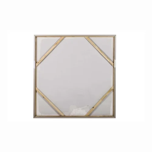 Tableau abstrait peint main bruns et blanc cadre blanc Ethan Chloé 120 cm