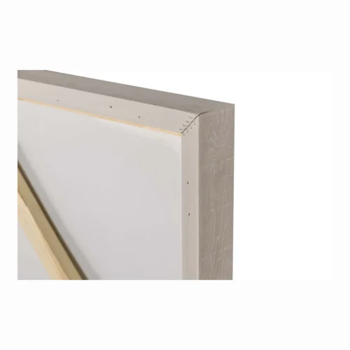 Tableau abstrait peint main bruns et blanc cadre blanc Ethan Chloé 120 cm
