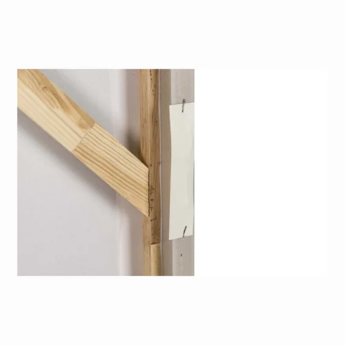 Tableau abstrait peint main bruns et blanc cadre blanc Ethan Chloé 120 cm