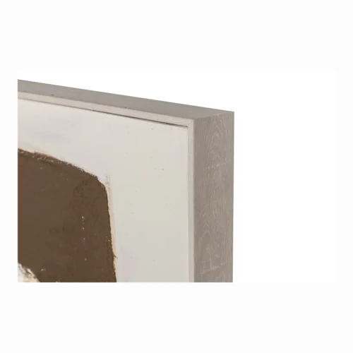 Tableau abstrait peint main bruns et blanc cadre blanc Ethan Chloé 120 cm