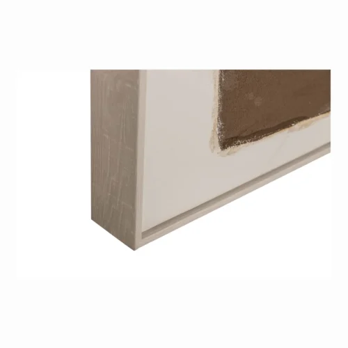 Tableau abstrait peint main bruns et blanc cadre blanc Ethan Chloé 120 cm