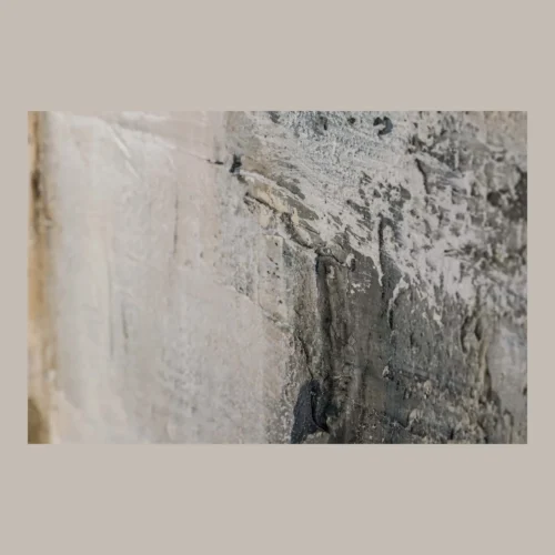 Tableau abstrait peint main gris et blanc encadré Ethan Chloé 140 x 174 cm