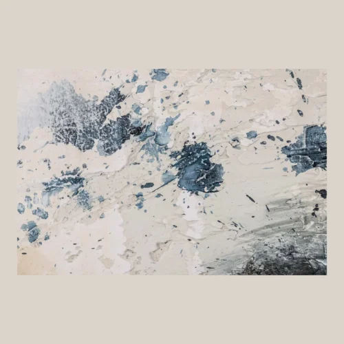 Tableau abstrait peint main gris et blanc encadré Ethan Chloé 140 x 174 cm