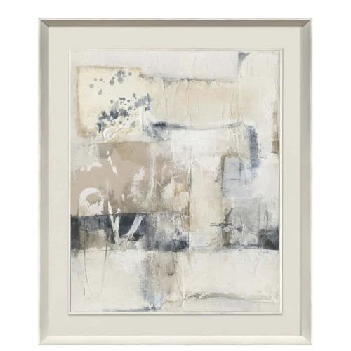 Décoration Ethan Chloé Tableau abstrait peint main gris et blanc encadré Ethan Chloé 140 x 174 cm