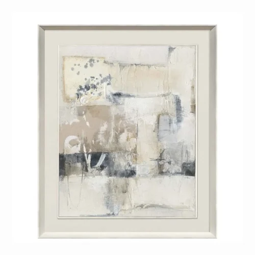 Décoration Ethan Chloé Tableau abstrait peint main gris et blanc encadré Ethan Chloé 140 x 174 cm