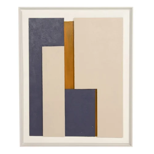 Décoration Ethan Chloé Tableau abstrait peint main bleu ardoise et ocre Ethan Chloé 80 x 100 cm
