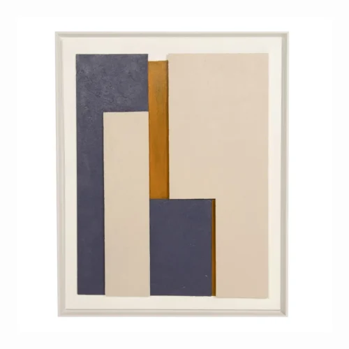 Décoration Ethan Chloé Tableau abstrait peint main bleu ardoise et ocre Ethan Chloé 80 x 100 cm