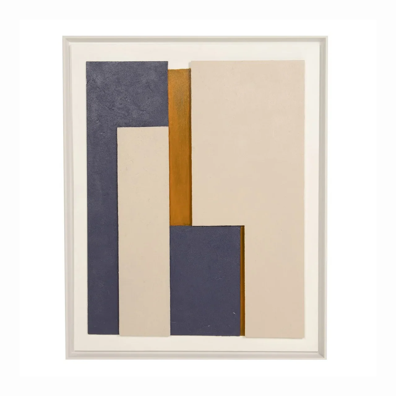 Tableau abstrait peint main bleu ardoise et ocre Ethan Chloé 80 x 100 cm