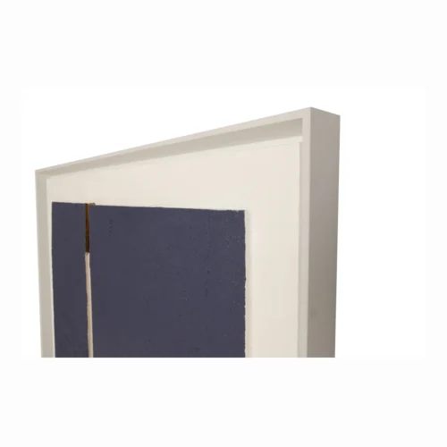 Tableau abstrait peint main bleu nuit et crème Ethan Chloé 80 x 100 cm