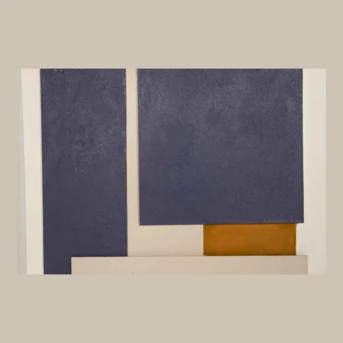 Tableau abstrait peint main bleu nuit et crème Ethan Chloé 80 x 100 cm
