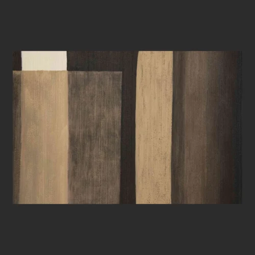 Tableau abstrait peint main noir taupe et crème Ethan Chloé 90 x 120 cm