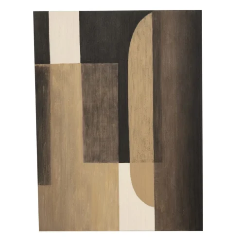 Décoration Ethan Chloé Tableau abstrait peint main noir taupe et crème Ethan Chloé 90 x 120 cm