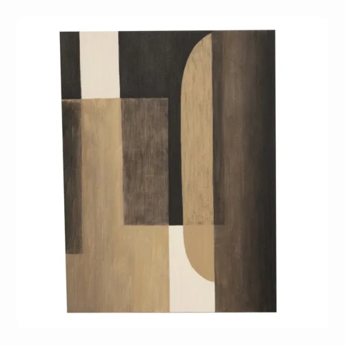 Décoration Ethan Chloé Tableau abstrait peint main noir taupe et crème Ethan Chloé 90 x 120 cm
