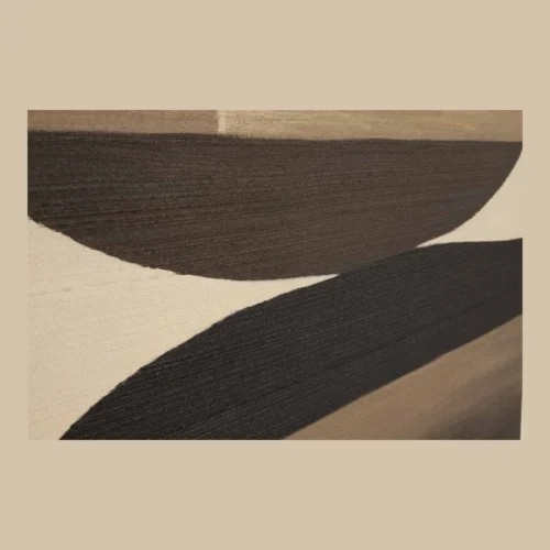 Tableau abstrait peint main dégradé brun et arcs noirs Ethan Chloé 90 x 120 cm