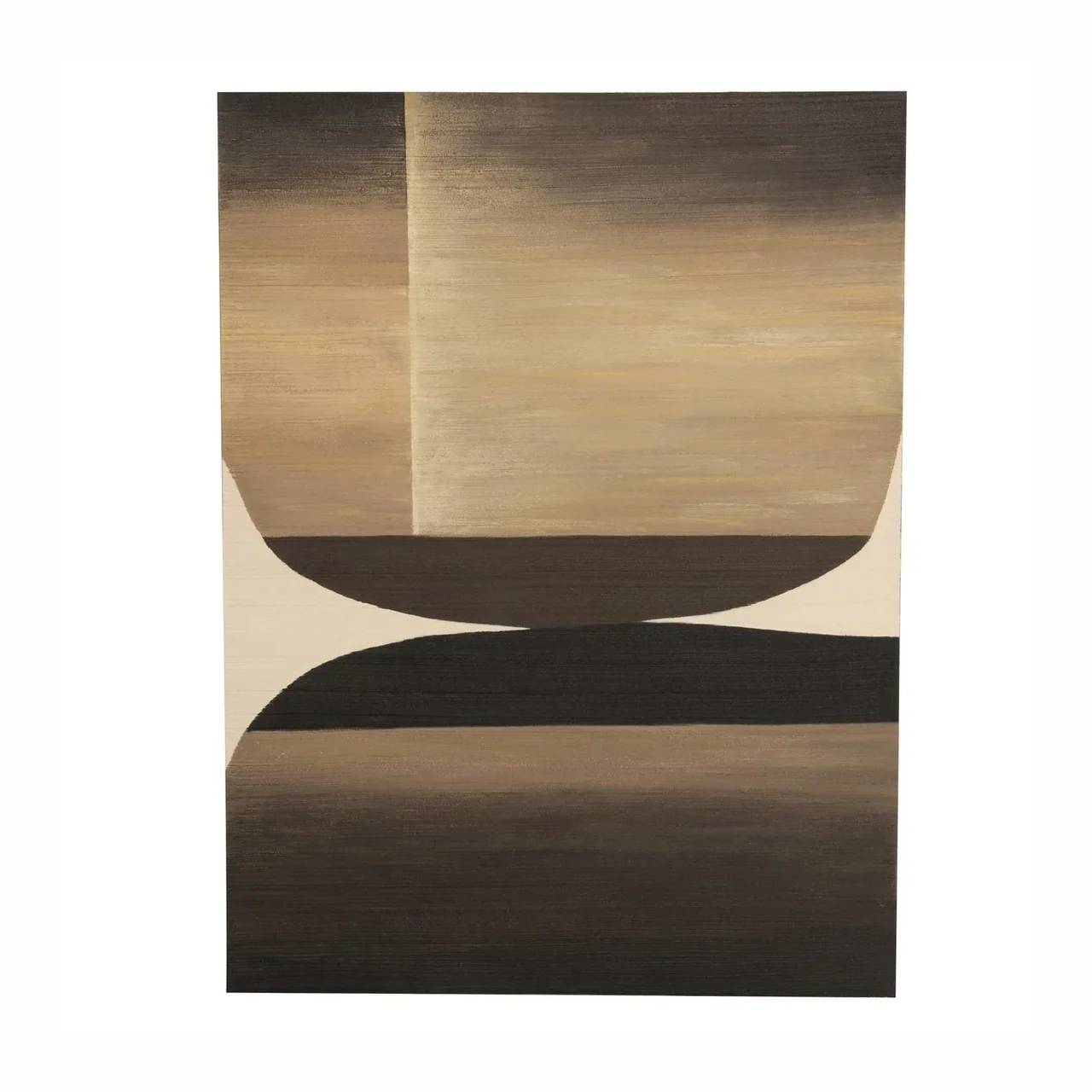 Tableau abstrait peint main dégradé brun et arcs noirs Ethan Chloé 90 x 120 cm