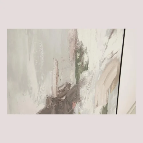 Tableau abstrait peint main vert sauge et crème Ethan Chloé 90 x 100 cm