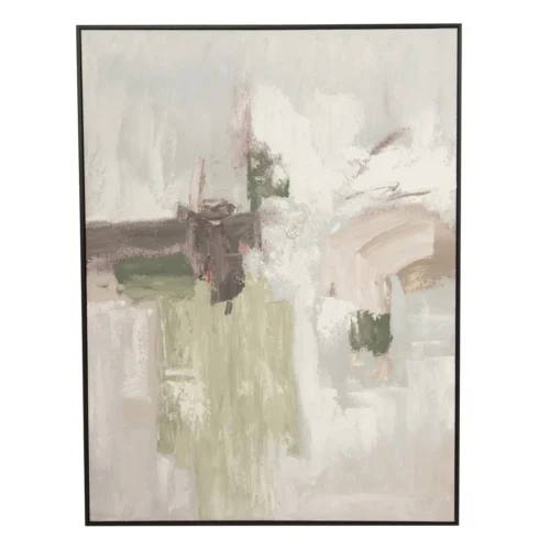 Tableaux Ethan Chloé Tableau abstrait peint main vert sauge et crème Ethan Chloé 90 x 100 cm