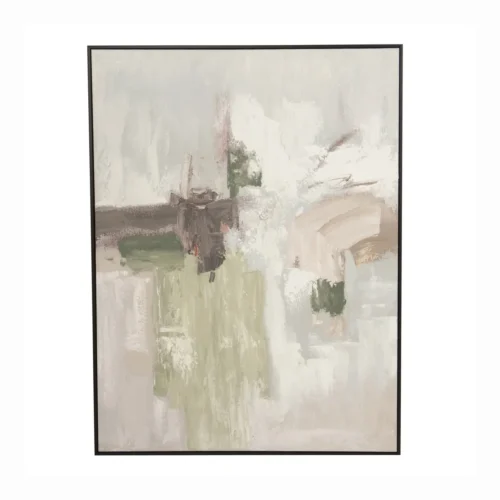 Tableaux Ethan Chloé Tableau abstrait peint main vert sauge et crème Ethan Chloé 90 x 100 cm