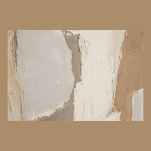 Tableau abstrait peint main beige et taupe carré Ethan Chloé 100 x 100 cm